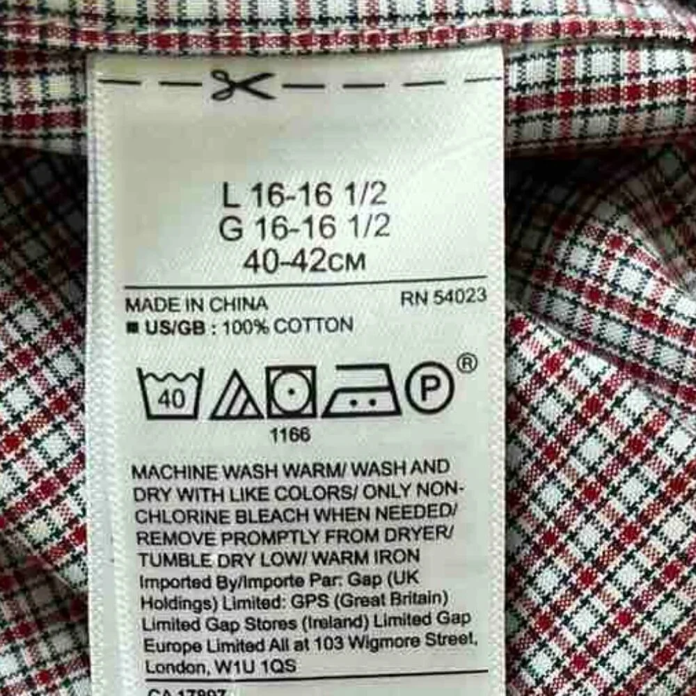 Men's Long Sleeve Checked Cotton Shirt Slim Fit by Banana Republic size L